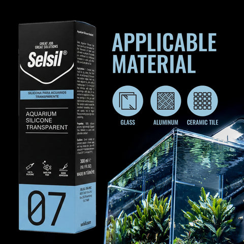 Clear Aquarium Silicone Sealant For Glass Tanks With High Elasticity Fish Safe And Solvent Free Ozone Resistant Transparent 10.14 Fl Oz box and glass tank