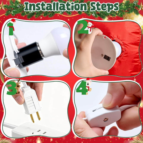 Installation steps for Two Pack Blow Mold Light Kit Replacement For E27 E26 Base Bulbs With On Off Switch And Fuse Plug