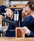 Person using 8 Pack Shop Tough Corner Clamps For Woodworking Hold Snug Snap Square Joints With Dead On 90 Degree Right Angle Alignment.