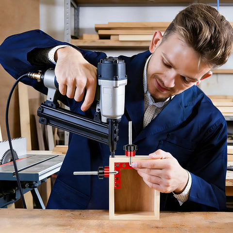 Person using 8 Pack Shop Tough Corner Clamps For Woodworking Hold Snug Snap Square Joints With Dead On 90 Degree Right Angle Alignment.