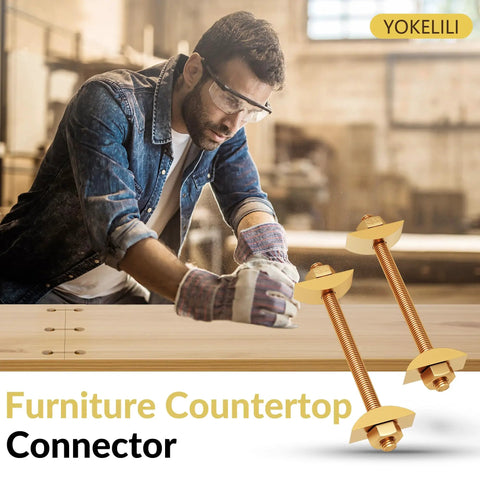 Solid As A Rock Countertop Connector Bolts M8 X 100MM Joint Fasteners shown during woodworking setup, 6 pcs.
