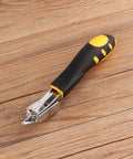 Kickass Heavy Duty Nail Puller And Staple Remover With Comfortable Dual Rubber Grip Handle for upholstery repair on wooden surface.