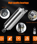 Water Cooled CNC Spindle Motor 2.2KW 220V with ER20 collet, 80mm diameter, 8A, 400Hz, 24000RPM for CNC router engraver and milling machine