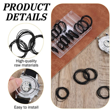 200 Pcs Watch Gasket Kit With Assorted O Rings For Back Case Repair 0.5 And 0.6mm 16-30mm Rubber Seals 18 Types Sealing Rings image