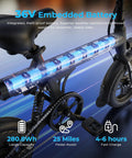 Electric Bike For Adults And Teens With A 500W Peak Motor, Lightweight Foldable Ebike, 20 MPH Top Speed, 25 Mile Range With Pedal Assist, Embedded Battery, Easy Fold Design, Ready For Commuting And Weekend Rides. 36V battery integrated in frame