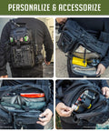 Hardcore Single Shoulder Tactical Sling Bag For Rapid Weapon Shouldering, Built Tough With Ripstop Nylon, Quick Access Compartments, Rock Solid Front Carry Design, Sleek Black Finish, Battle Ready Everyday Rig, showcasing personalized gear access.