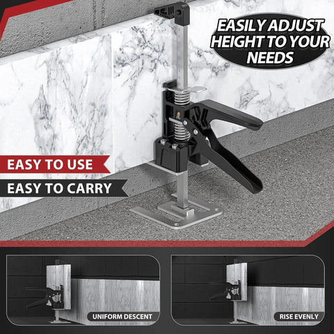 Xclifes Labor Saving Arm Jack 2 Pack Furniture Lifter Tool Black White Heavy Duty Steel displaying height adjustment feature.