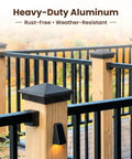 Built Tough Aluminum Pyramid Post Cap For True 3.5-Inch Wood Posts Weather Resistant Black Outdoor Deck And Fence Cover in use