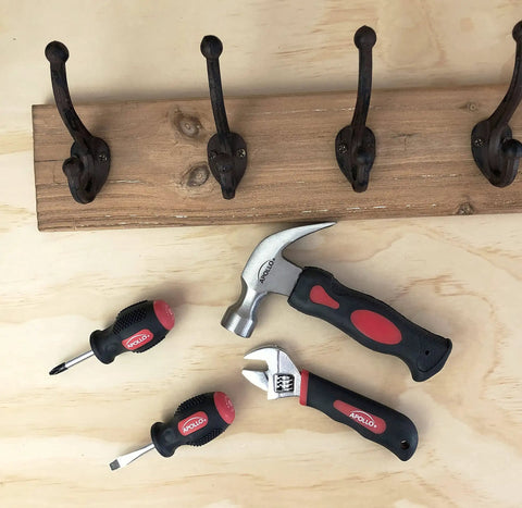 Tiny But Mighty Stubby Tool Set For Small Hands And Tight Spaces Includes Mini Hammer, Mini Screwdriver Set And Mini Wrench In Bright Red