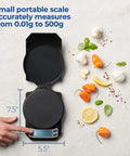 Precision Digital Kitchen Scale For Accurate Food Weighing, 500 Grams Capacity, 0.01 Gram Readout, measuring ingredients