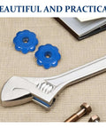 Heavy Duty Gas Cylinder Valve Handles Set of 4 with Hexagonal Aluminum Alloy Industrial Hand Wheels, tools on table