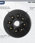 Trailer axle electric brake kit, pair of 12x2 in brake drums with 8-on-6.5 in bolt pattern.