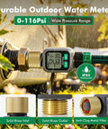 Dual Zone Display Water Flow Meter With Big LCD Screen For Real Time Usage Tracking Built Tough Brass Meter Great For Home Garden And Irrigation Monitoring, brass inlet