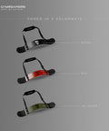 Three color options of Arm Blaster For Bigger Biceps With Thick Aluminum Build Contoured Padded Edges Adjustable Elbow Posture Support.