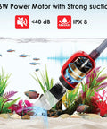 36W Electric Gravel Cleaner For Aquariums in action underwater with fish and plants, showcasing strong suction and quiet operation.