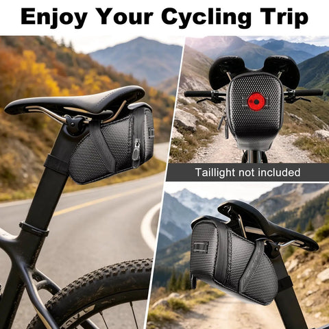 Waterproof Bicycle Seat Bag Under Seat Storage For Bike Rides Large Capacity Wedge Saddle Bag For Tail End Carry PU Fabric With Rainproof Zipper
