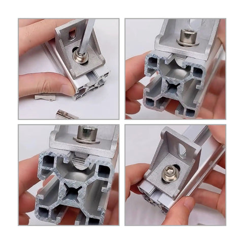 Dead Solid M6 Spring T Nuts Designed For 4040 Aluminum Extrusion Profiles Heavy Duty 8.8 Grade Carbon Steel Roll In Toggle Fasteners close-up on installation.