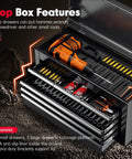 Eight Drawer Rolling Tool Chest With Locking Detachable Cabinet Built Tough Heavy Duty Steel Tool Cart On Wheels With Liner And Hooks showing top open with tools inside