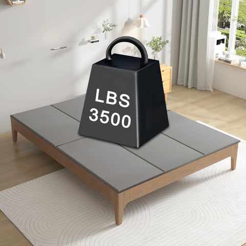 Queen Size Bunkie Board Featuring A Rock Solid Metal Frame And Dense Foam Core Non Slip Mattress Foundation with a weight indicating 3500 lbs.