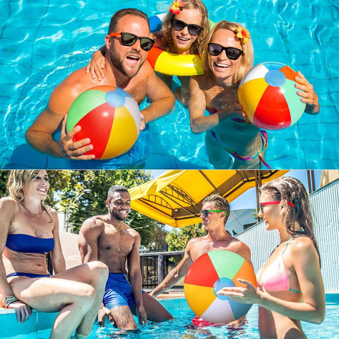 48 Piece Beach Ball And Neon Sunglasses Party Favors Set With 24 Inflatable 12 Inch Beach Balls 24 Neon Sunglasses And Handy Pump