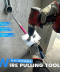 Drill Powered Automatic Cable Puller And Tugger For Hidden Pipe Routing No Sweat Wire Threading System With Back Saver Grip Smooth As Butter Handheld Tool Built Tough For Electrician Crews in use with drill.