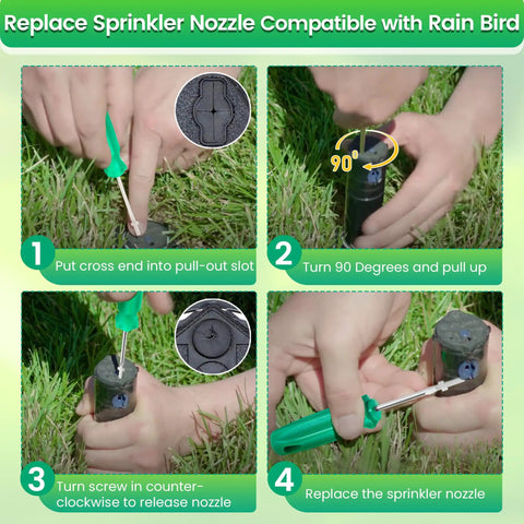 Using Three Pack Sprinkler Adjustment Tool Set For Rain Bird 5000 And Hunter PGP MP Heads to replace sprinkler nozzle