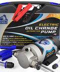 Amazon Harpy Eagle electric oil change extractor pump, front view with storage case, 12/24V, 100W