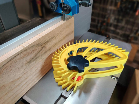 Heavy Duty Featherboard Stacking Spacer For Table Saw Resaw Setup on a table saw alongside thick lumber.