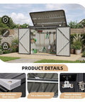 Heavy Duty Outdoor Trash Can Storage Shed With Chain Lid, Waterproof Metal Organizer For Bins, Toys And Garden Tools, in garden