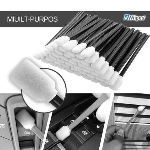Top Shelf Super Sweet Foam Swabs 200 Piece Pack 5 25 Inch Black Lint Free Polyurethane Tips for precise cleaning in electronics and tight nooks.