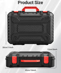 Waterproof Hard Case For Starlink Mini Kit with dimensions 43cm x 30cm x 12cm, black with red handles