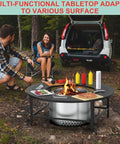 38 Inch Fire Pit Surround Tabletop For Smokeless Fire Pit With Dust Cover And Powder Coated Steel Build in outdoor setup