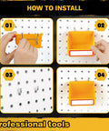 Pegboard Bins Organizer Set 24 Pack Kickass Durable Storage Trays installation on standard pegboards with label tabs