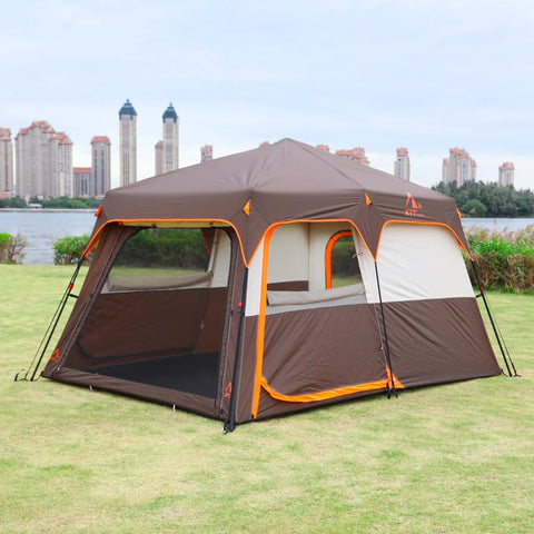 Instant Family Cabin Tent With Two Rooms And Three Doors Mesh Windows Waterproof Double Layer Design Easy Setup In 60 Seconds