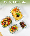 8 Pack Borosilicate Glass Food Storage Containers With Lids For Grab And Go Meal Prep And Lunches with assorted meals