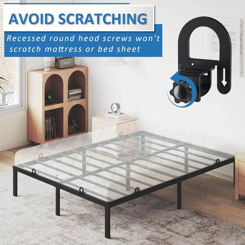 Heavy Duty Non Slip Mattress Grippers For Metal Bed Frame, close-up of adjustable anti slide brackets on bed frame.