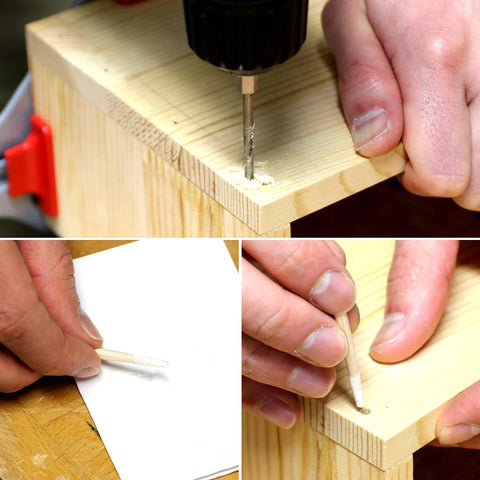 Using Tapered Wooden Nails For Woodworking And Craft Projects, 9/64 Inch (3.5mm), Natural Japanese White Birch Dowels For Small Furniture