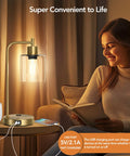 Set Of 2 Industrial Touch Desk Lamps With Two USB Ports And Two AC Outlets, 3-Way Dimmable Bedside Reading Lamps in living room.