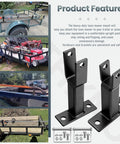 Heavy Duty Trailer Trimmer Rack With Lockable Hardware Racks for Weed Eaters displayed with installation examples and hardware