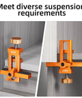 Pro Grade Aluminum Cabinet Door Alignment Jig For Frameless And Face Frame Install, showcasing micro-adjustable features and orange finish.