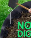 Installation of No Dig Landscape Edging Kit, 40 Ft Of 4 Inch Tall Flexible Plastic Border With 60 Metal Spikes for lawn or garden