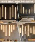 LED Recessed Lighting Kit for Slat Wall Panels, 6PCS Dimmable 3000K Warm White LED Strip Lights with Touch Switch on various wall designs.