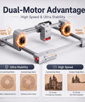 Dope 20W Laser Engraver And Cutter With Air Assist and dual motors for high speed and stability comparison infographic