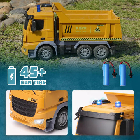 Remote Control Dump Truck Toy With Blue Warning Lights Realistic RC Construction Vehicle For Boys And Girls Aged 3 To 10