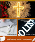 Lit Cross LED Neon Sign for Wall Decor USB Powered Glow Light for Bedroom and Kids Party Christian Wall Sign with Easy Mount
