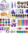 All In One Resin Kit For Beginners And Pros With 125 Pieces Jewelry Making Set including molds, glitters, inks, and storage box.