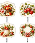 Top Shelf Apple Farmhouse Acrylic Wall Hooks With Hella Strong Adhesive Backing Super Cute Decorative Hanging Racks For Kitchen Counter Bathroom Shower Doors Quick Install Organization Solution Game Changer Sweet Country Vibes Set Of Four featuring apple designs with basket, pitcher, and floral wreath.