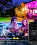 RGB Music Sync LED Strip Lights Waterproof IP68 Outdoor And Indoor With Smart App Control And Remote around a patio.