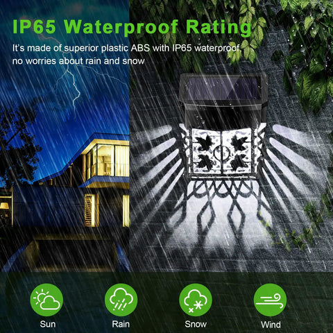 8 Pack Solar Garden Lights For Fence Deck Steps Garage Backyard Porch Waterproof Outdoor Wall Lights with rain and IP65 rating