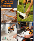 Electric Drill PVC Pipe Threader Kit For Half Inch And Three Quarter Inch Pipes With Dual Internal And External Threading Rethreading Tool Used for Plumbing and Electrical Conduit Work